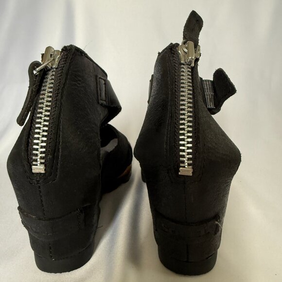 Sorel Joanie II Ankle Strap Wedge Sandals Black Leather Size 6.5 - Picture 5 of 7